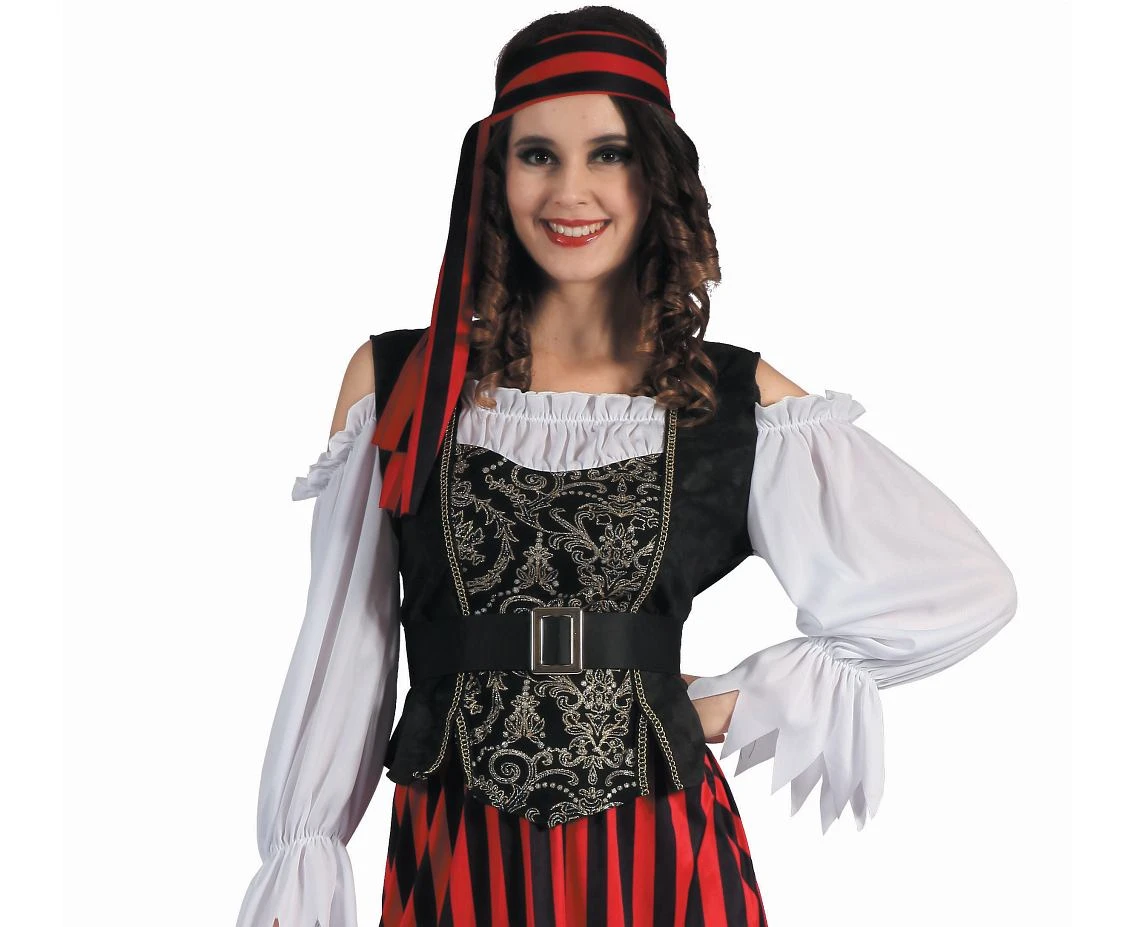 Zestaw dla dorosłych Klasyczna Piratka (bluzka, spódnica, pasek, opaska), rozm. S